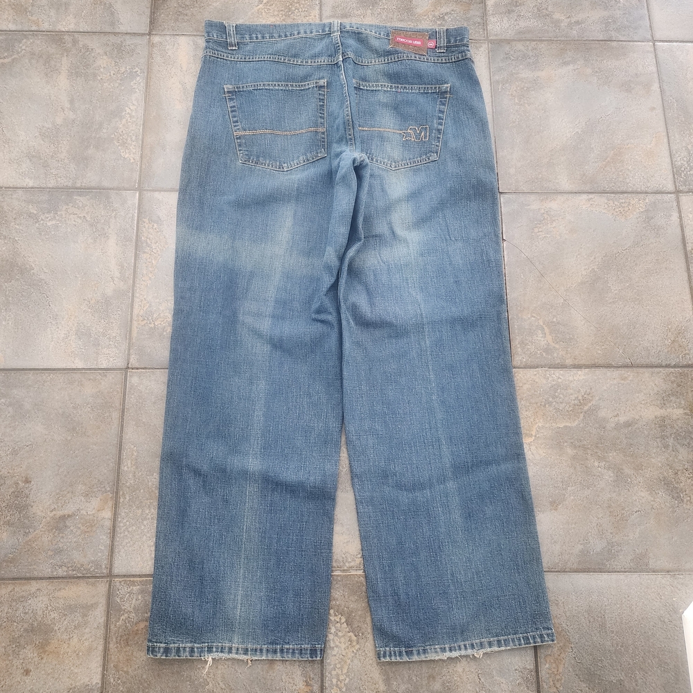 Vintage Y2K Mecca Men's 42x34 Baggy Embroidered Denim Streetwear Skater Jeans